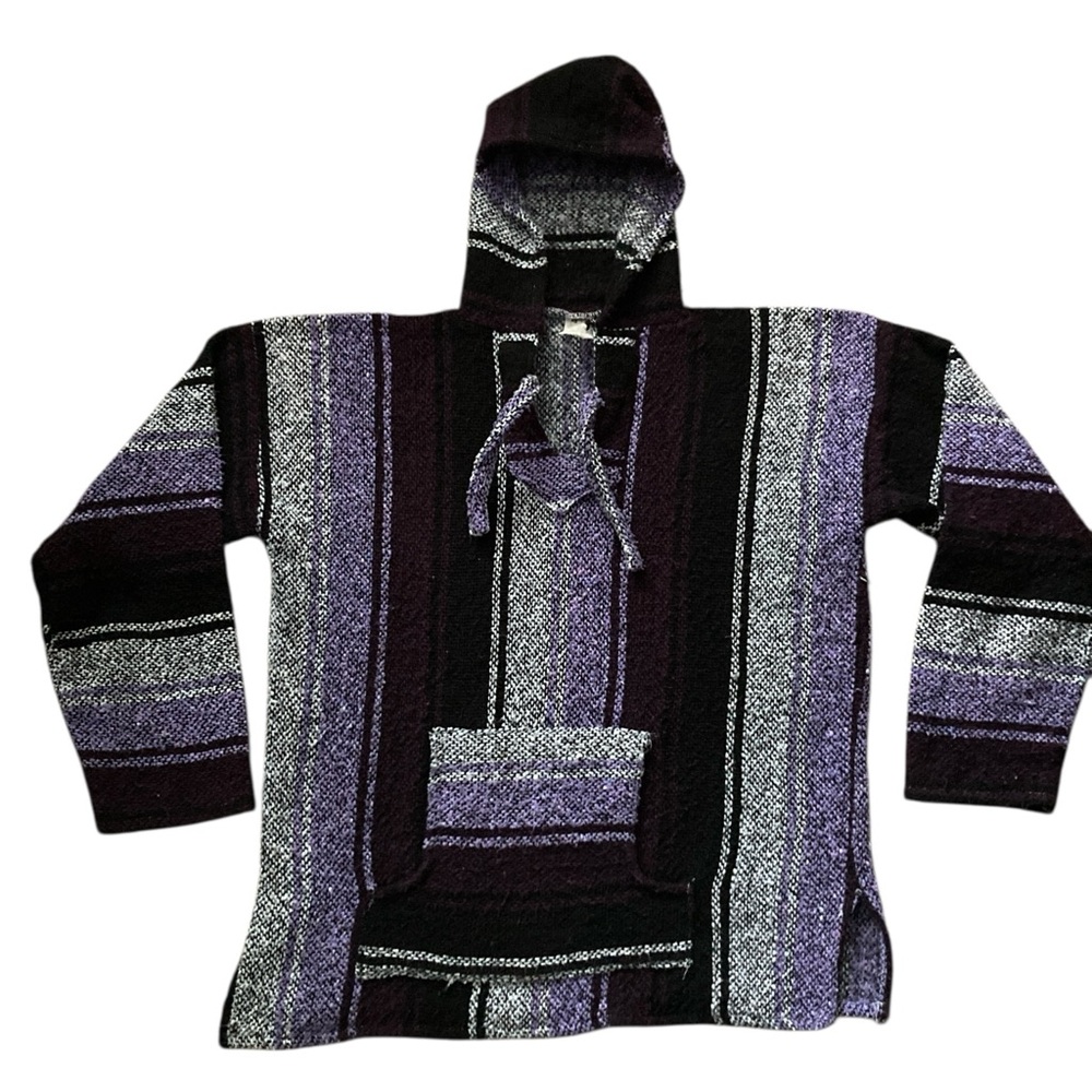 Vintage streetwear Mexican Baja hoodie unisex purple black size Large festival